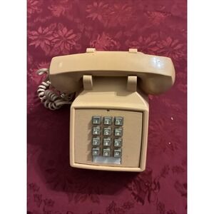 Vintage ITT Desk Phone Beige Push Button Landline Telephon. Not Tested